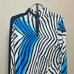 Jamie Sadock Black and Blue Zebra Stripe Blouse